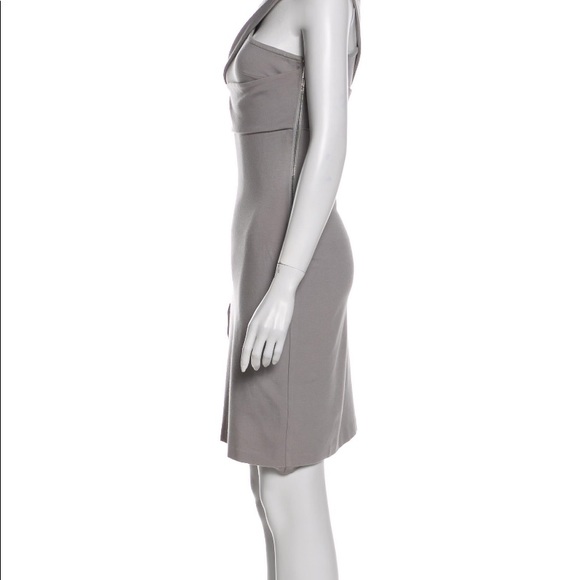 Halston Heritage One-Shoulder Sexy Gray Dress - Picture 3 of 5